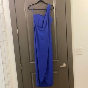 Bcbg one shoulder evening gown